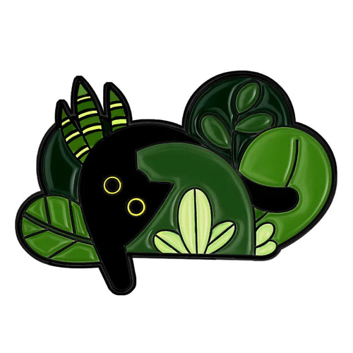 Cartoon Black Cats Plant Potted Enamel Pins Cute Flower Grass Kitten