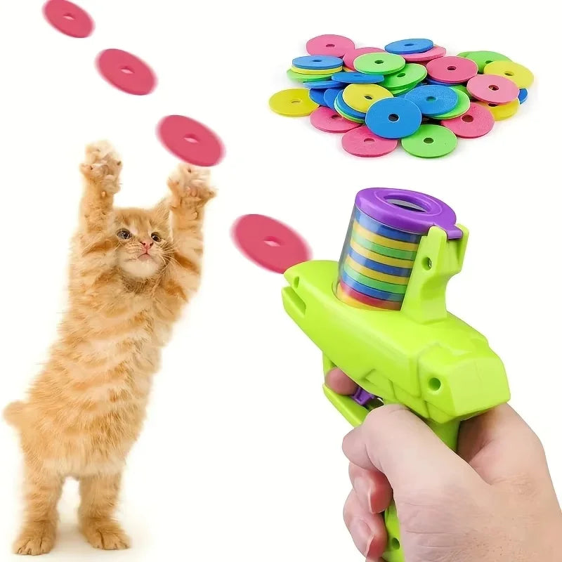 Funny Cat Toys Creative Turnip Gun with 15pcs Reusable Foam Disc Pet