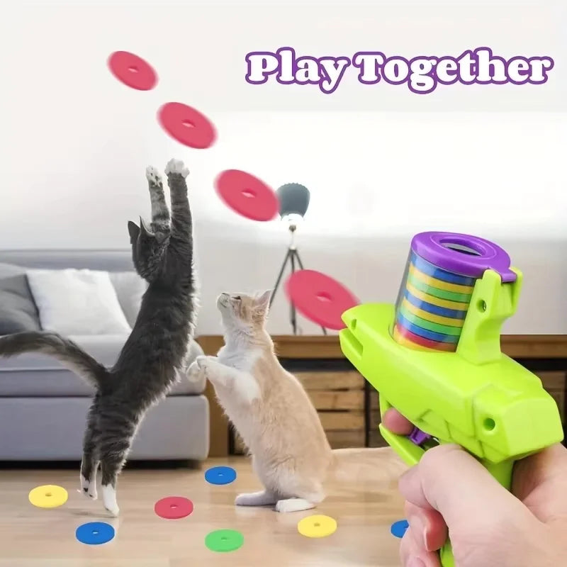 Funny Cat Toys Creative Turnip Gun with 15pcs Reusable Foam Disc Pet