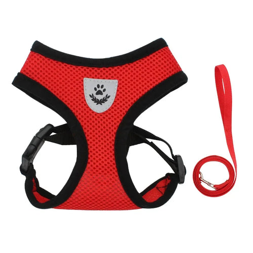 Summer Cat Dog Harness Lead Leash Adjustable Vest Polyester Mesh