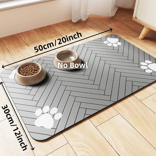 Pet Feeding Mat-Absorbent Pet Placemat for Food and Water Bowl with