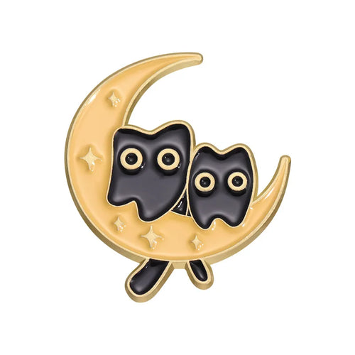 Cartoon Black Cats Plant Potted Enamel Pins Cute Flower Grass Kitten