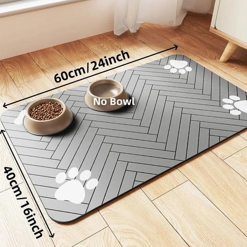 Pet Feeding Mat-Absorbent Pet Placemat Rubber Backing Quick Dry Water