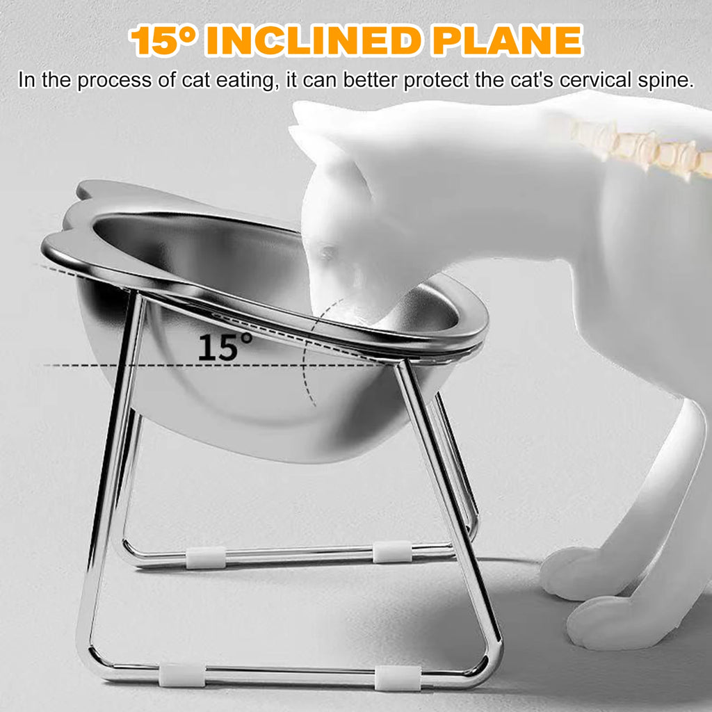 Stainless Steel Pet Bowl Slanted Anti Cervical Spondylosis for Cats
