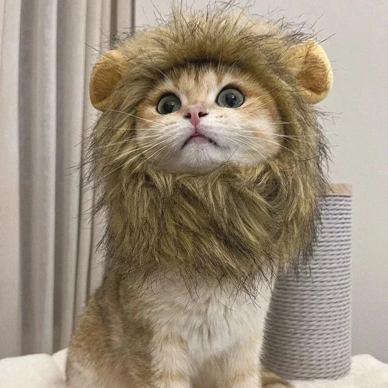 New Cute Funny Pets Clothes Cap Cute Cat Wig Lion Mane Costume Cosplay
