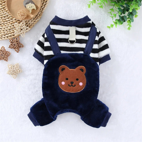 Autumn Winter Pet Dog Soft Fleece Clothes Warm Jumpsuit Coat for Small