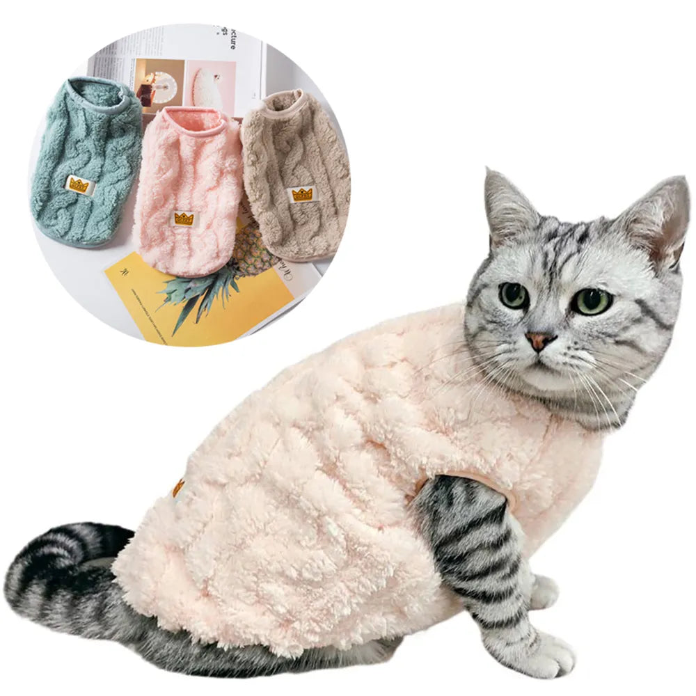 Soft Cozy Cat Clothes Autumn Winter Warm Fleece Sweatshirt for Small