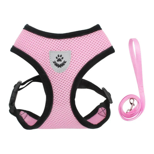 Summer Cat Dog Harness Lead Leash Adjustable Vest Polyester Mesh