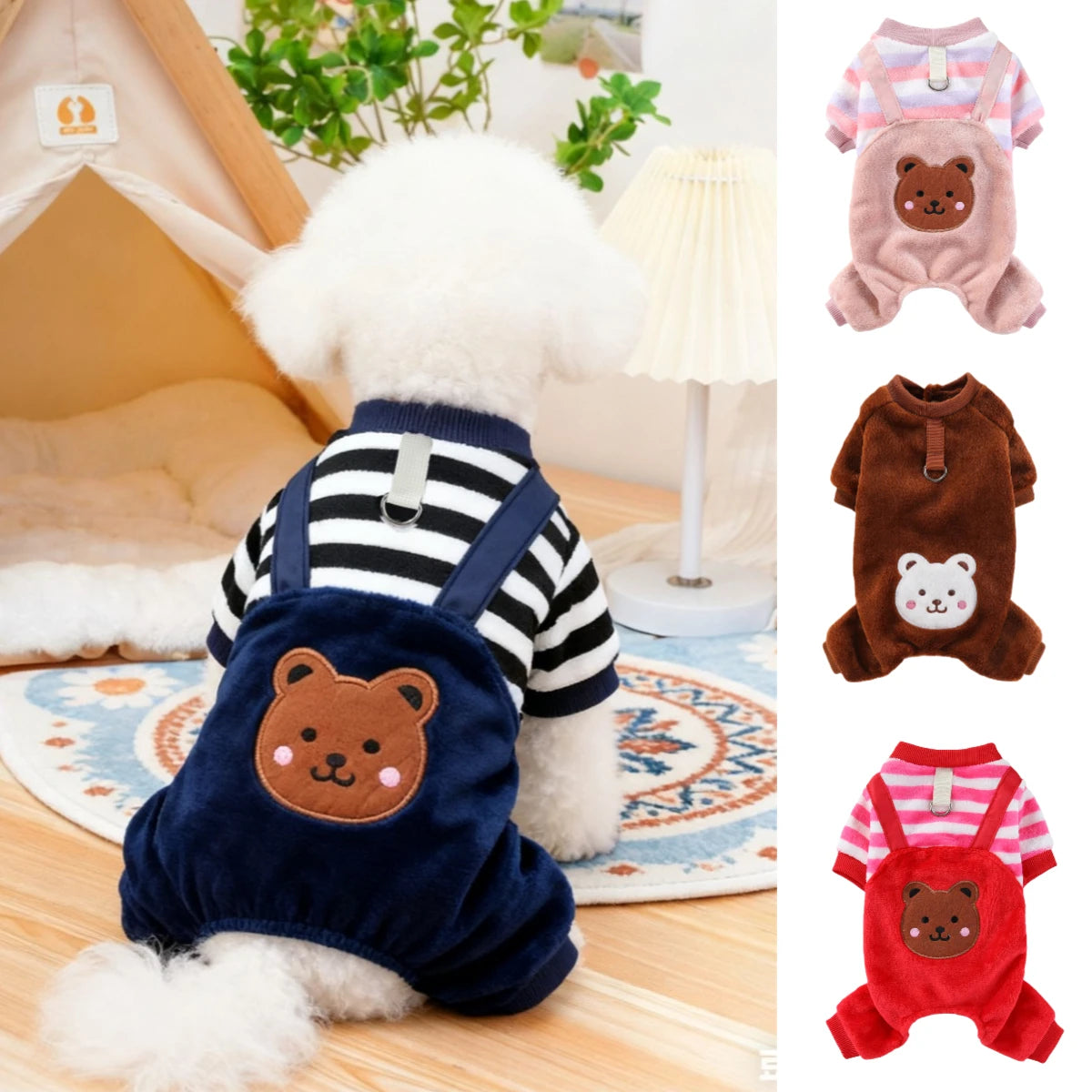 Autumn Winter Pet Dog Soft Fleece Clothes Warm Jumpsuit Coat for Small