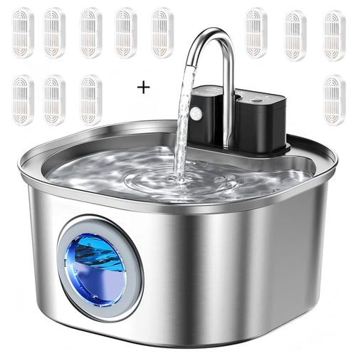 3L Stainless Steel Wireless Recharging Sensor Cat Water Fountain Auto