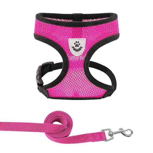 Summer Cat Dog Harness Lead Leash Adjustable Vest Polyester Mesh