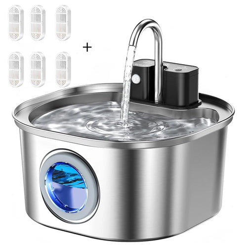 3L Stainless Steel Wireless Recharging Sensor Cat Water Fountain Auto