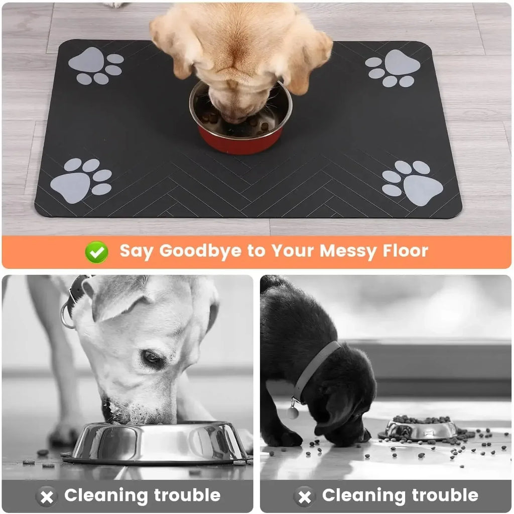 Pet Feeding Mat-Absorbent Pet Placemat Rubber Backing Quick Dry Water