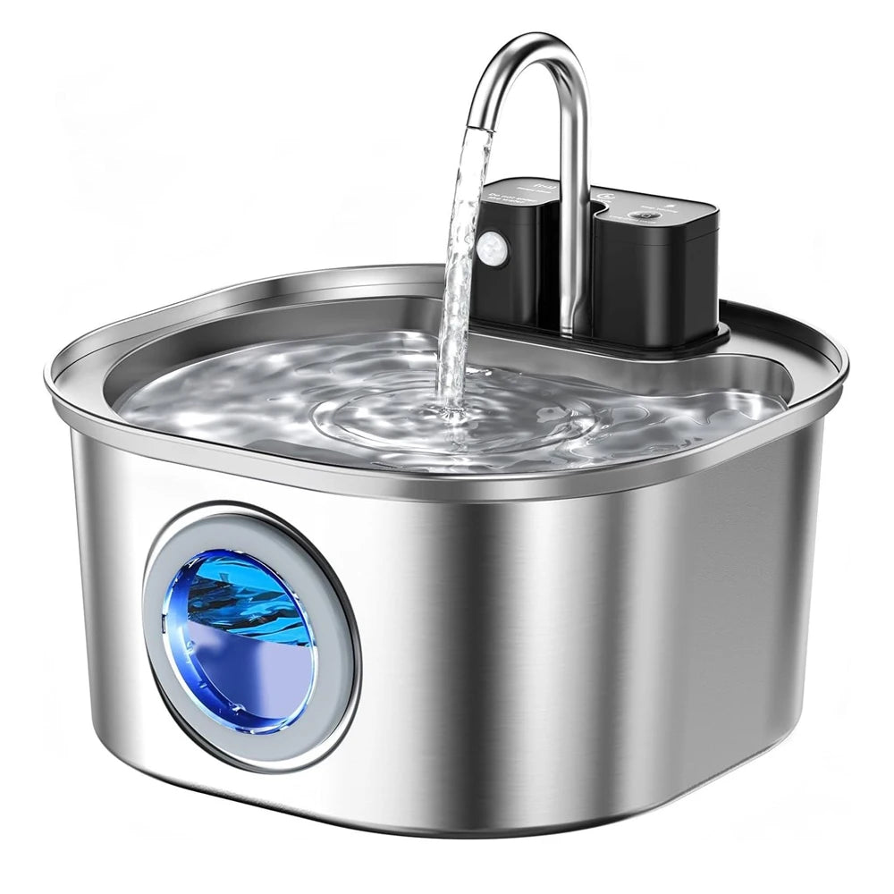 3L Stainless Steel Wireless Recharging Sensor Cat Water Fountain Auto