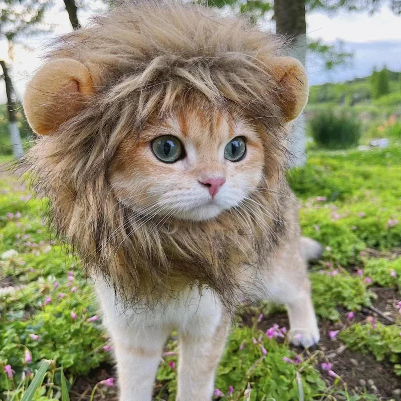 New Cute Funny Pets Clothes Cap Cute Cat Wig Lion Mane Costume Cosplay