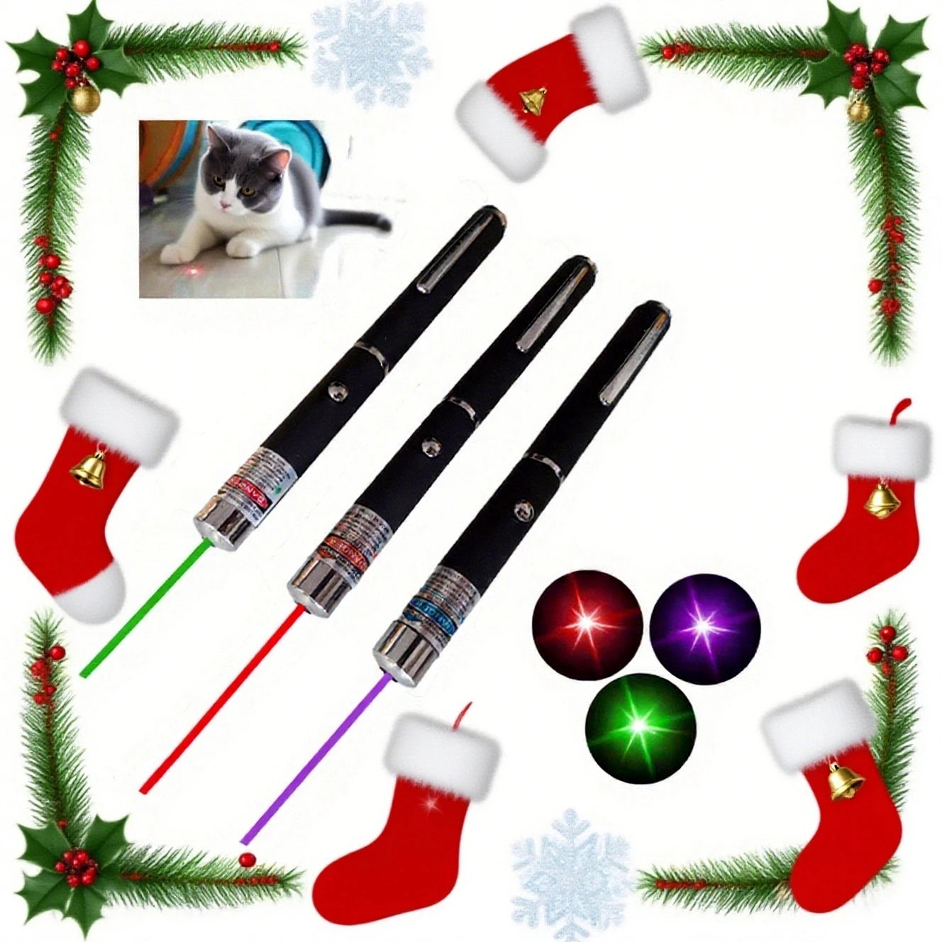 Pet Laser Pointer LED Flashlight Interactive Cat Training Toy Holiday
