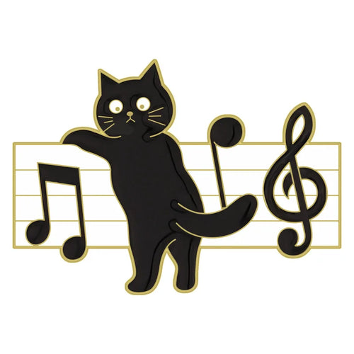 Cartoon Black Cats Plant Potted Enamel Pins Cute Flower Grass Kitten