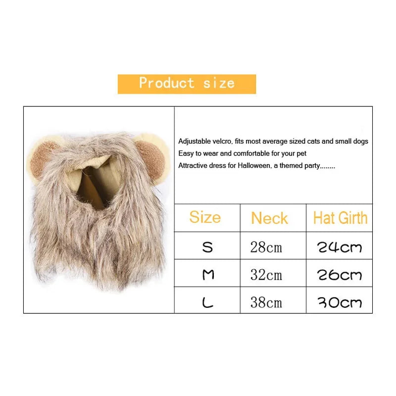 New Cute Funny Pets Clothes Cap Cute Cat Wig Lion Mane Costume Cosplay