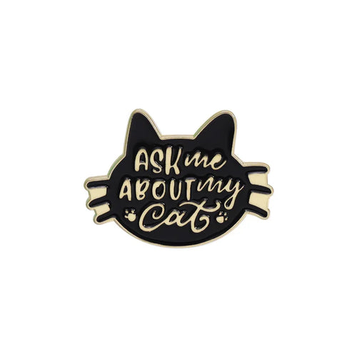 Cartoon Black Cats Plant Potted Enamel Pins Cute Flower Grass Kitten