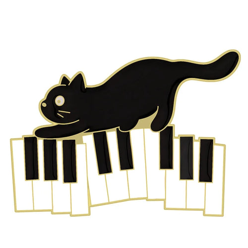 Cartoon Black Cats Plant Potted Enamel Pins Cute Flower Grass Kitten