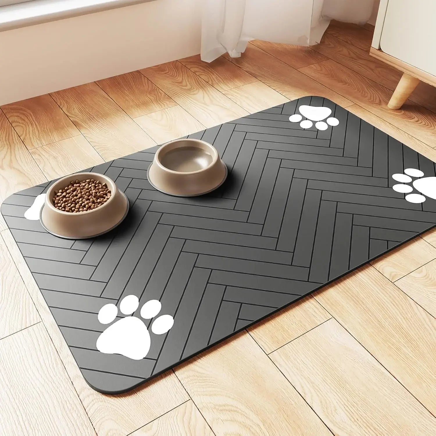 Pet Feeding Mat-Absorbent Pet Placemat for Food and Water Bowl with