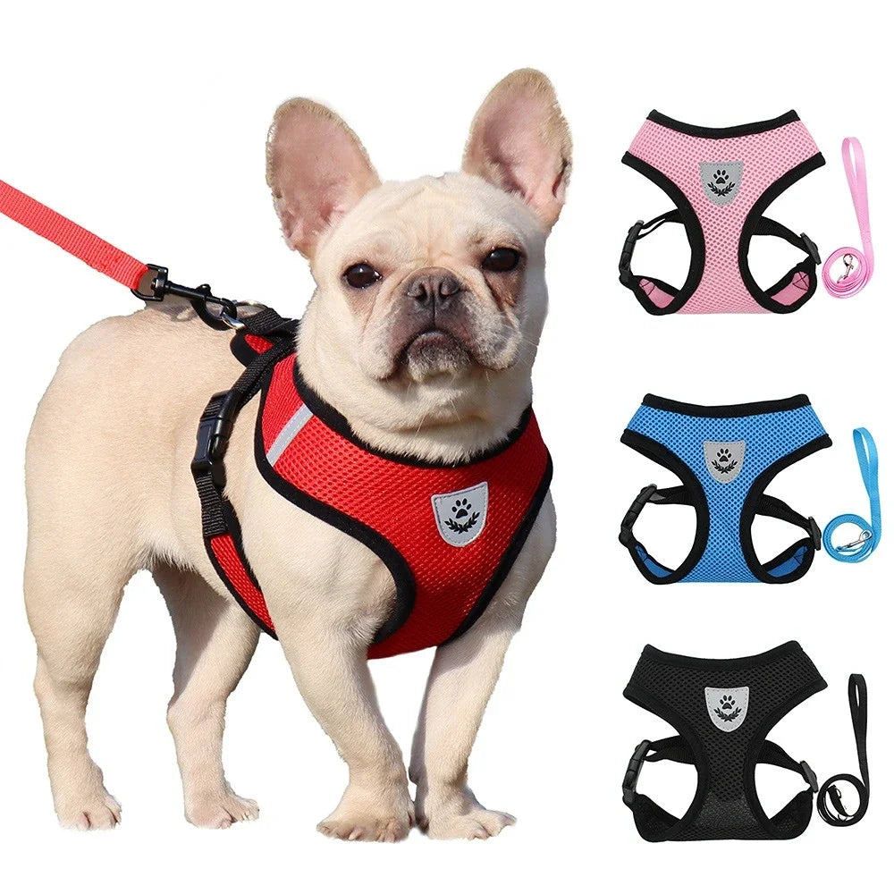 Summer Cat Dog Harness Lead Leash Adjustable Vest Polyester Mesh