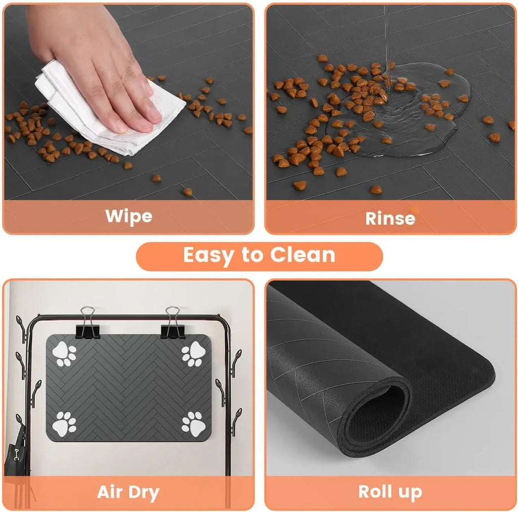 Pet Feeding Mat-Absorbent Pet Placemat for Food and Water Bowl with