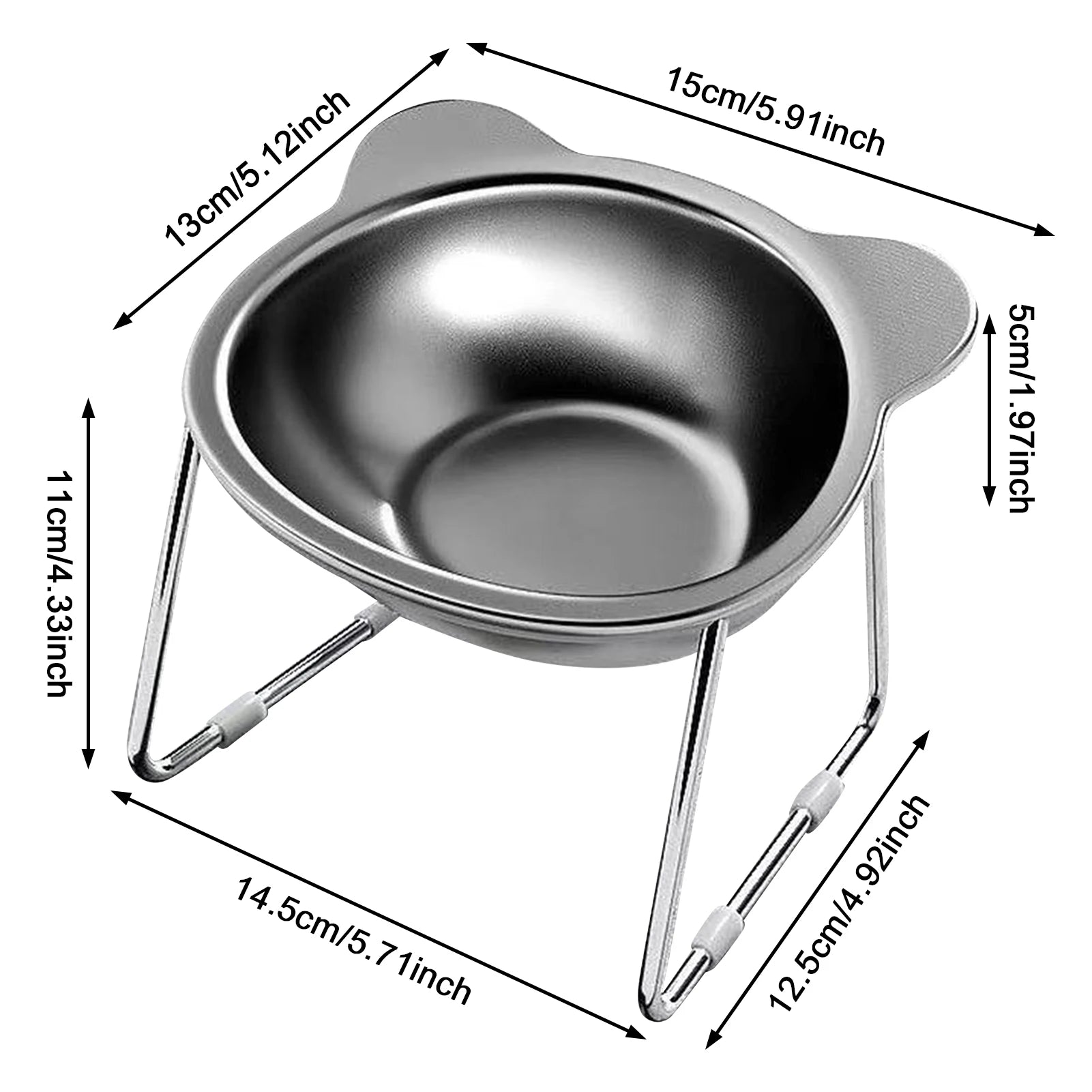 Stainless Steel Pet Bowl Slanted Anti Cervical Spondylosis for Cats