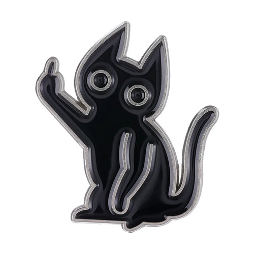 Cartoon Black Cats Plant Potted Enamel Pins Cute Flower Grass Kitten