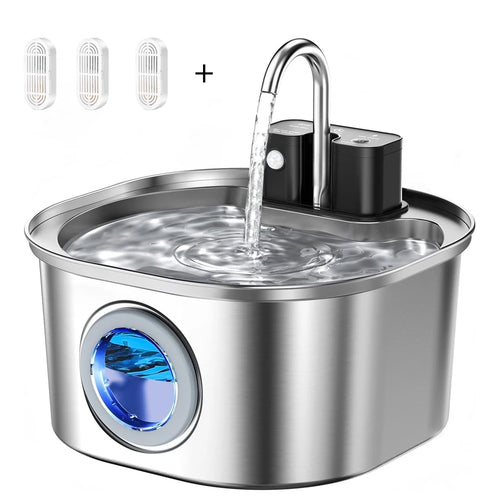 3L Stainless Steel Wireless Recharging Sensor Cat Water Fountain Auto