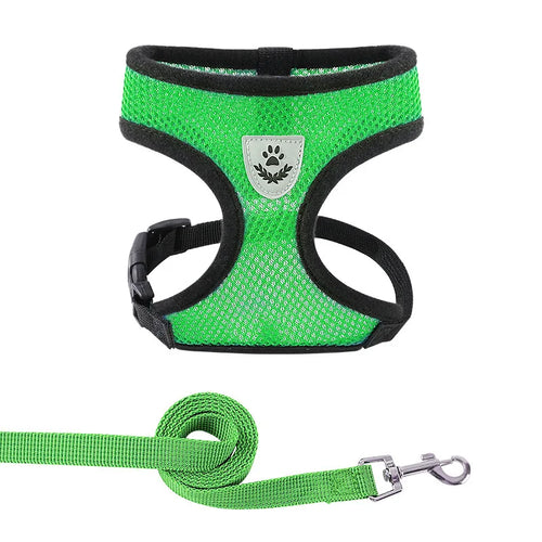 Summer Cat Dog Harness Lead Leash Adjustable Vest Polyester Mesh