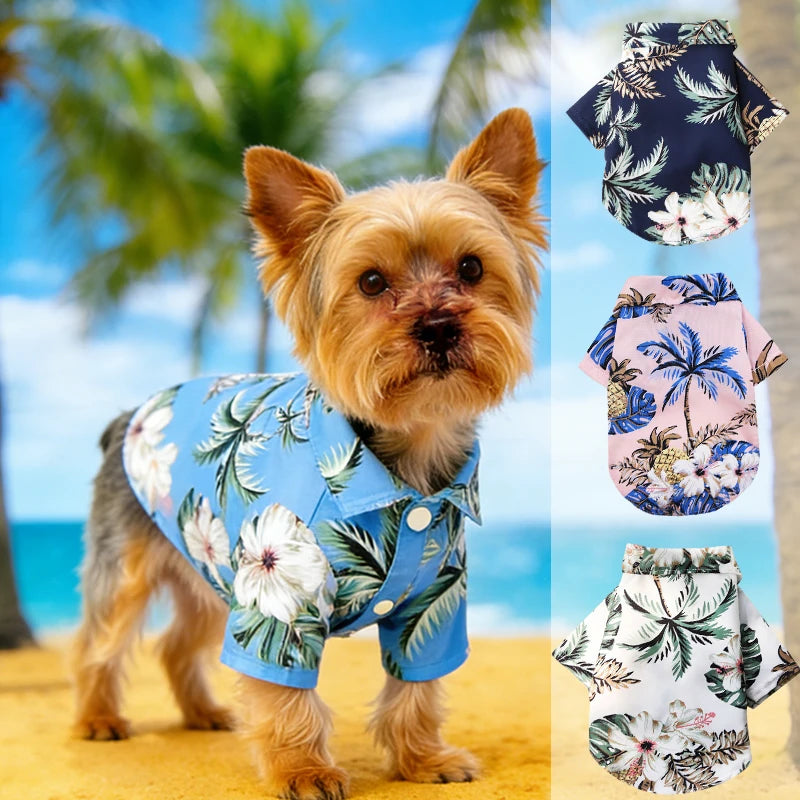 Hawaiian Style Pet Dog Clothe Summer SandBeach Dog Shirts for Small