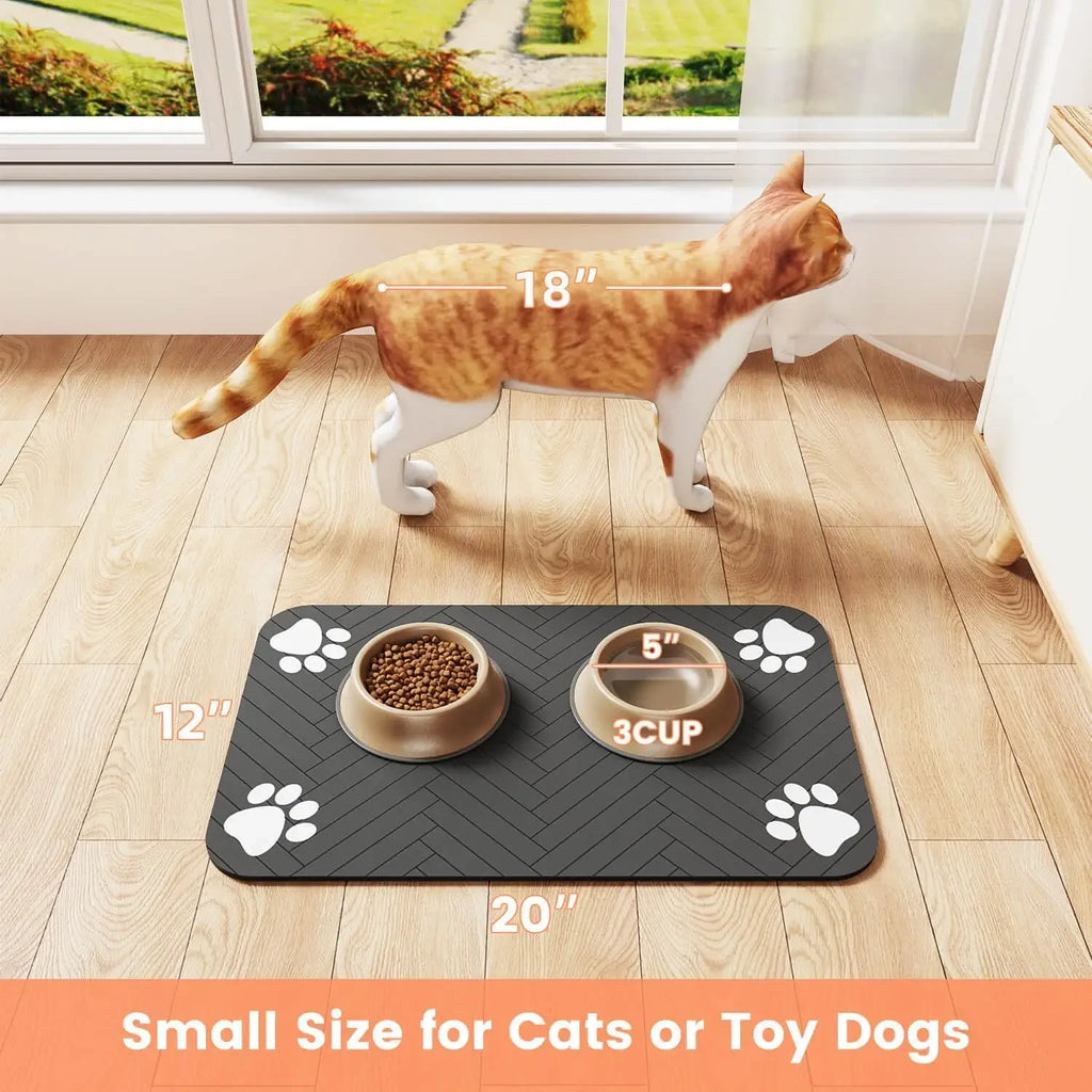 Pet Feeding Mat-Absorbent Pet Placemat for Food and Water Bowl with