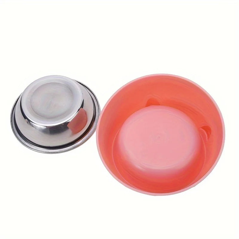 2 In 1 Stainless Steel Cat Bowl With Holder - Cute Ear Design Inclined
